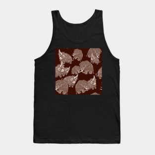 Woolly Mammoth and Woolly Rhino on Cranberry background Tank Top